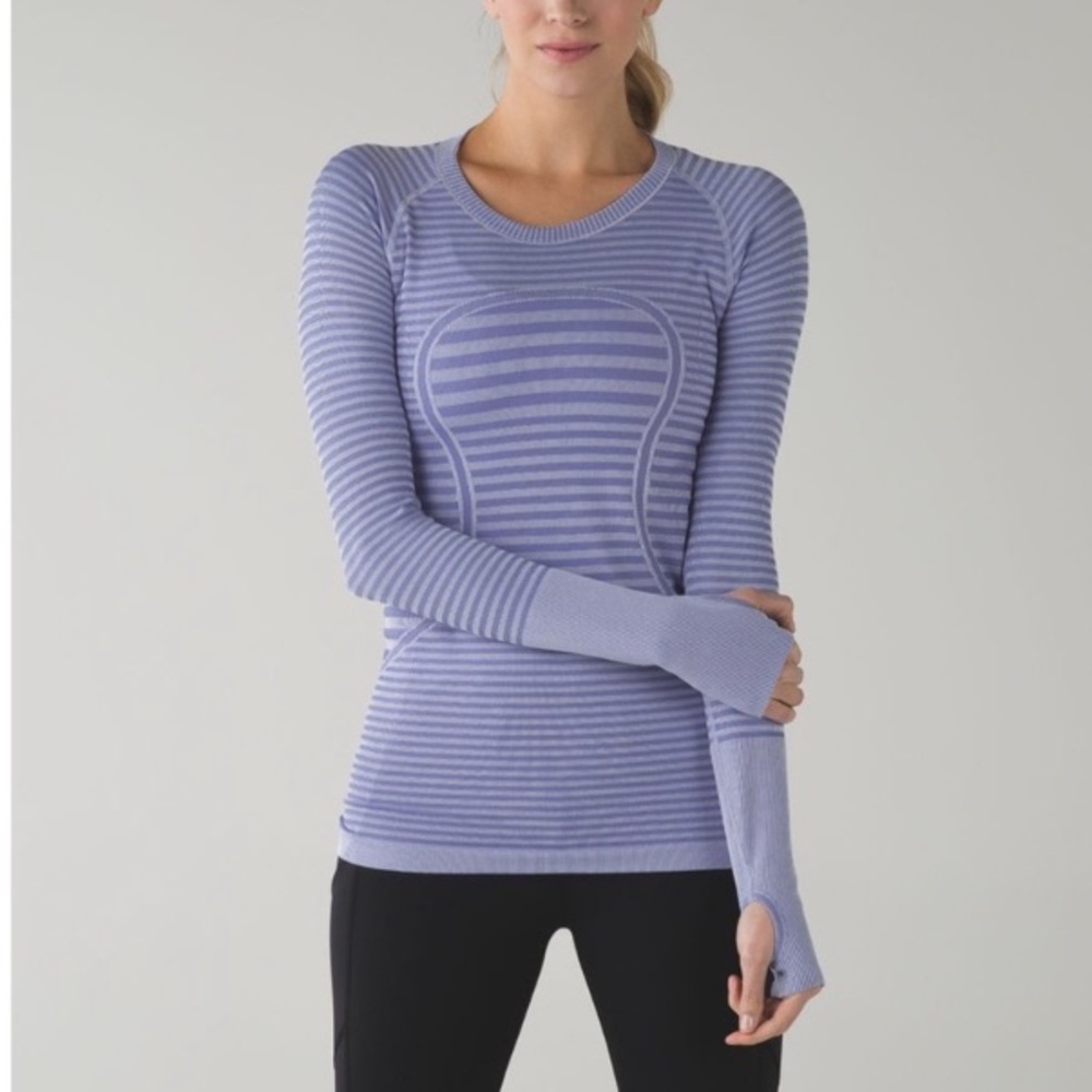 Lululemon Swiftly Tech 10 Long Sleeve Crew Tee Striped Activewear Running Top